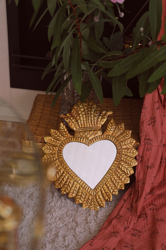 Big Brass Heart Mirror 