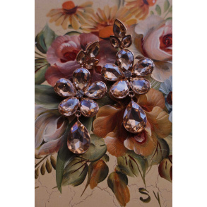 Big Glass Flower Earrings Champagne 