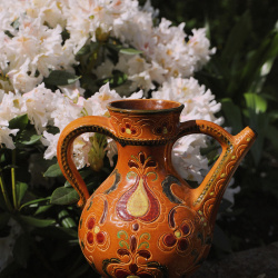 Big Orange Handpainted Retro Vase 