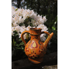 Big Orange Handpainted Retro Vase 