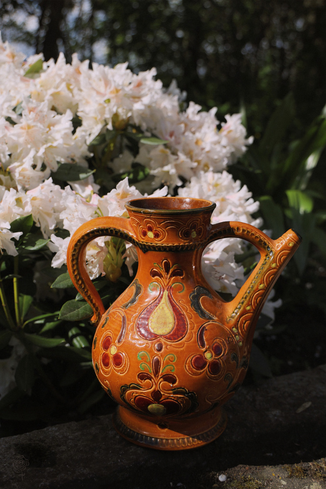 Big Orange Handpainted Retro Vase 