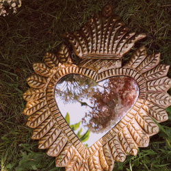 Big Brass Heart Mirror 