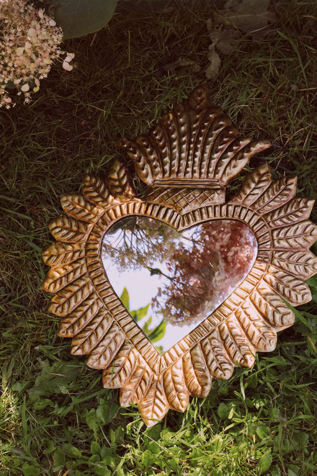 Big Brass Heart Mirror 