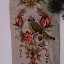 Bird &amp; Floral Embroidered Retro Wall Hanger