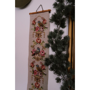 Bird & Floral Embroidered Retro Wall Hanger