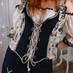 Black &amp; Beige Romantic Top | XL/XXL