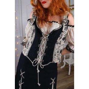 Black & Beige Romantic Top | XL/XXL