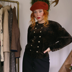 Black &amp; Brown Paisley Velvet Jacket | M