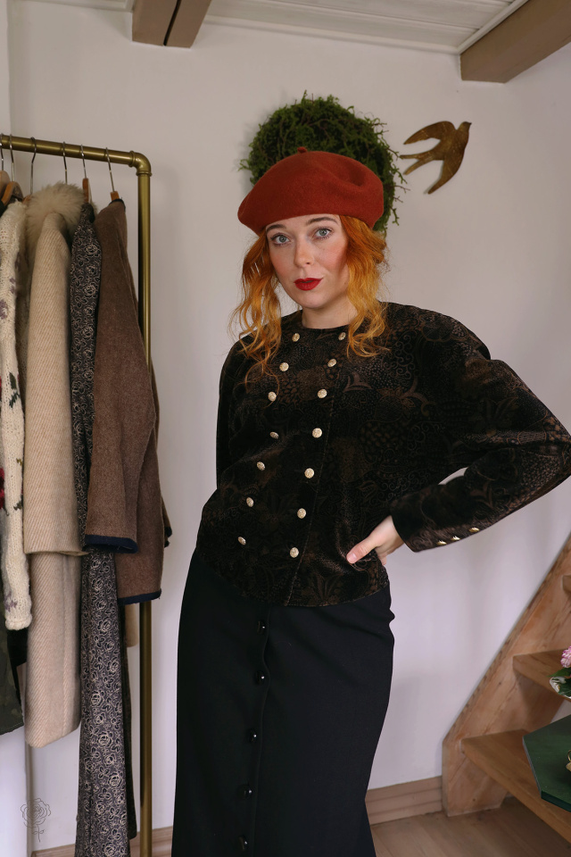 Black &amp; Brown Paisley Velvet Jacket | M
