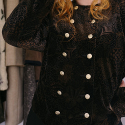 Black &amp; Brown Paisley Velvet Jacket | M