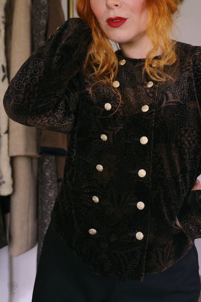 Black &amp; Brown Paisley Velvet Jacket | M