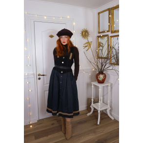 Black & Dark Blue Romantic Vintage Dress | M