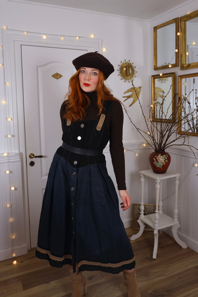 Black &amp; Dark Blue Romantic Vintage Dress | M