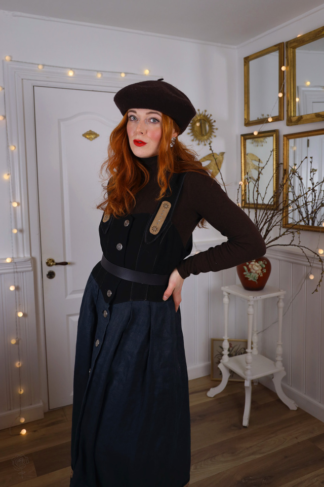 Black &amp; Dark Blue Romantic Vintage Dress | M