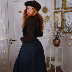 Black &amp; Dark Blue Romantic Vintage Dress | M