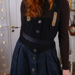 Black &amp; Dark Blue Romantic Vintage Dress | M