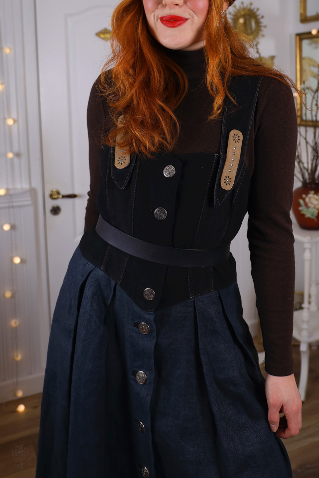 Black &amp; Dark Blue Romantic Vintage Dress | M