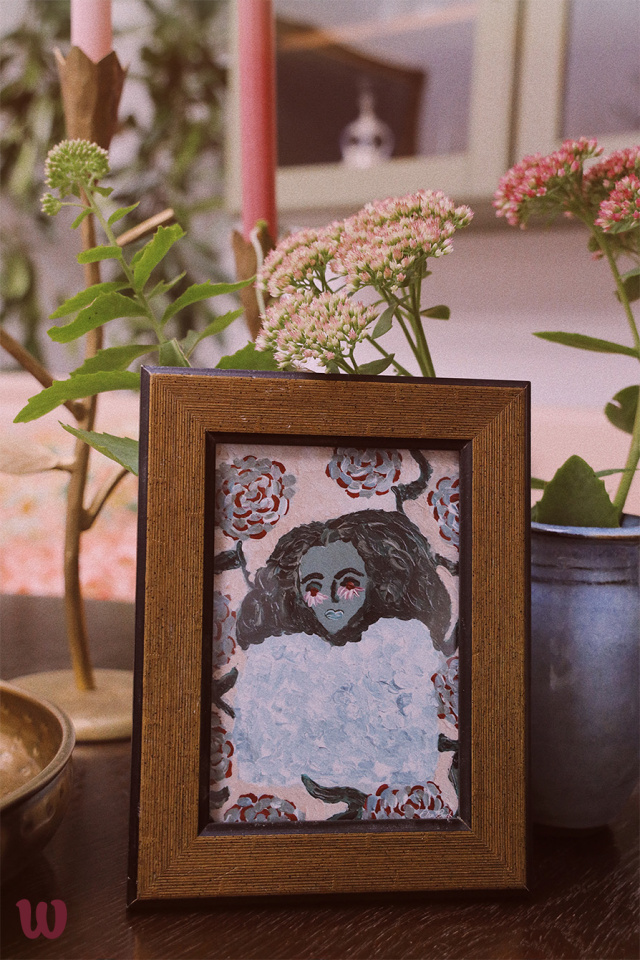 Black &amp; Golden Frame w. Postcard by Elise Buch 