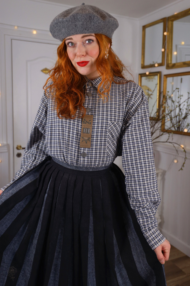 Blue &amp; Brown Plaid Mens Vintage Shirt | Mens M