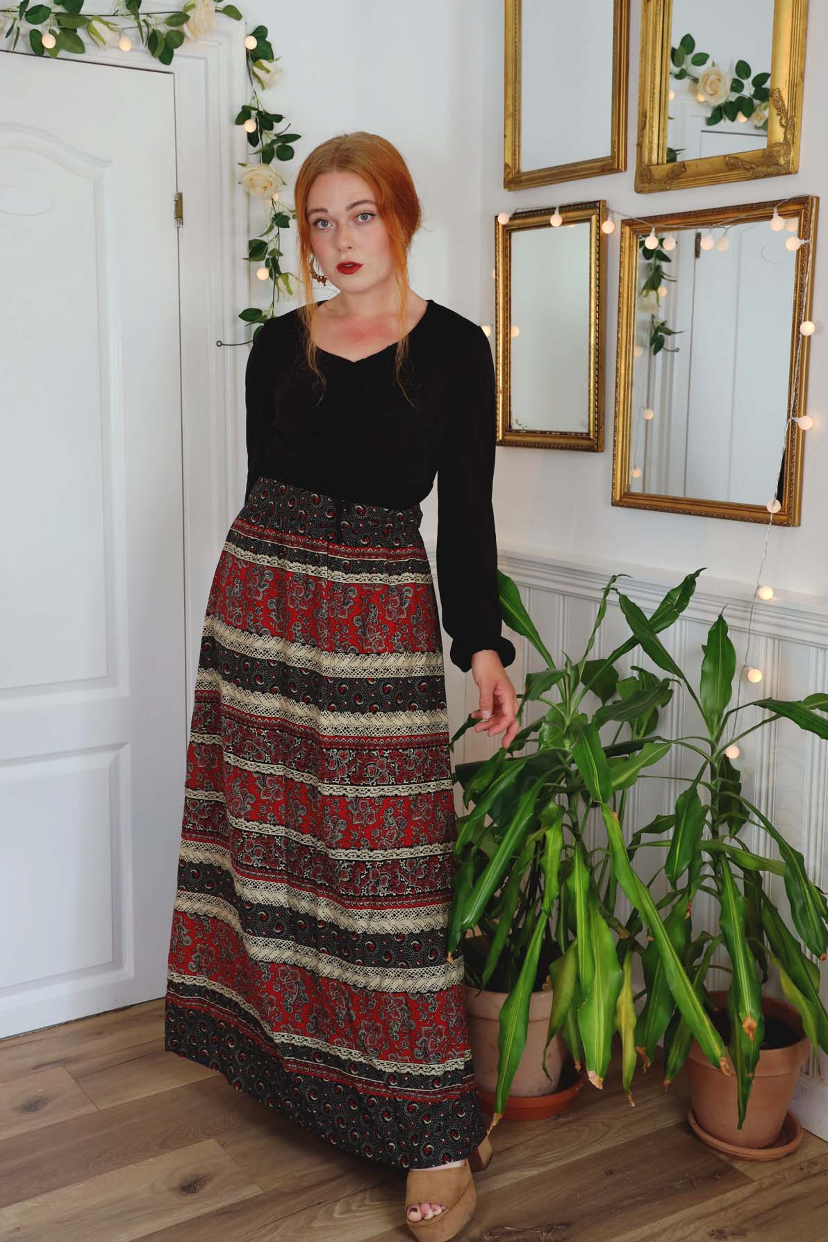 Black Top Boho Skirt Maxi Dress | M 