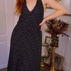 Grey Dot Black 90's Dress | M