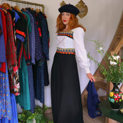 Black &amp; White 70's Dress &amp; Embroidered Waistcoat | S