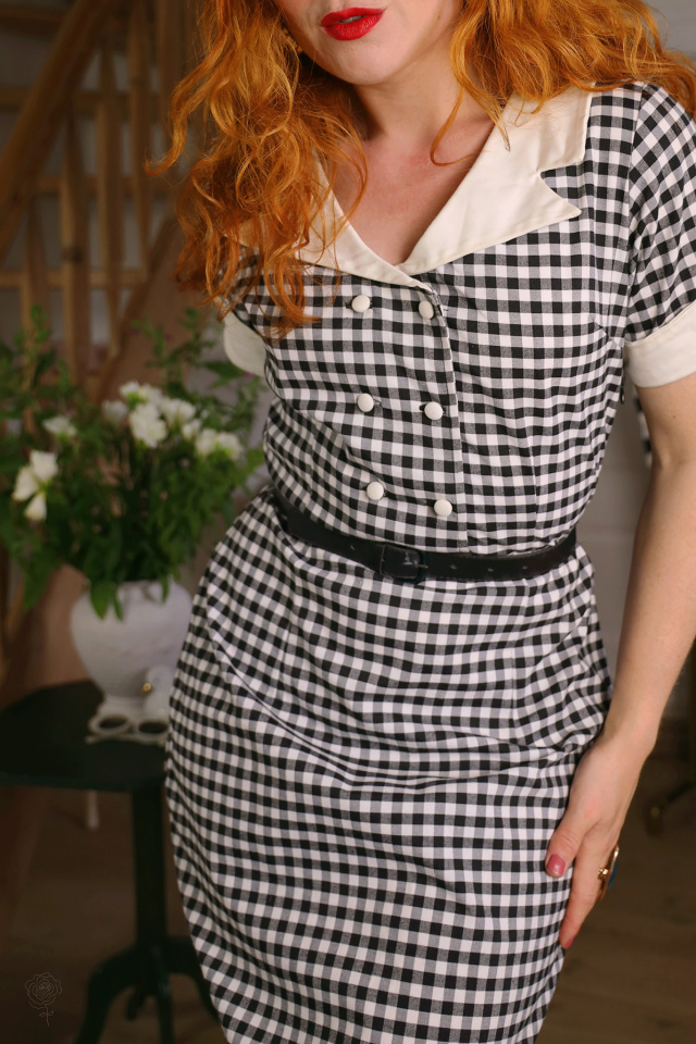 Black &amp; White Gingham Vintage Dress | M