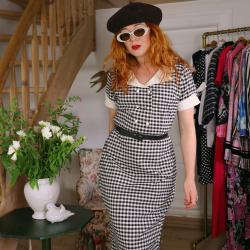 Black &amp; White Gingham Vintage Dress | M