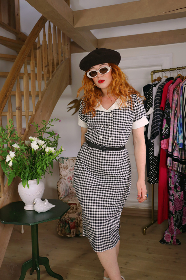 Black &amp; White Gingham Vintage Dress | M