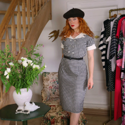 Black &amp; White Gingham Vintage Dress | M