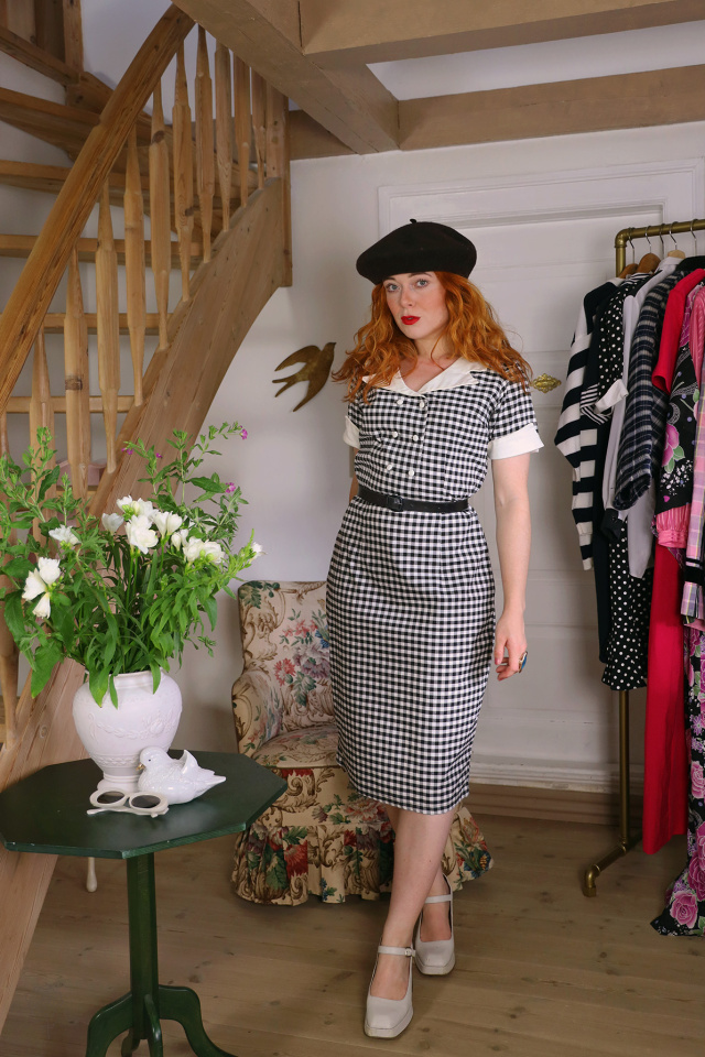 Black &amp; White Gingham Vintage Dress | M