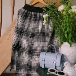 Black &amp; White Plaid Vintage Throw Skirt | S