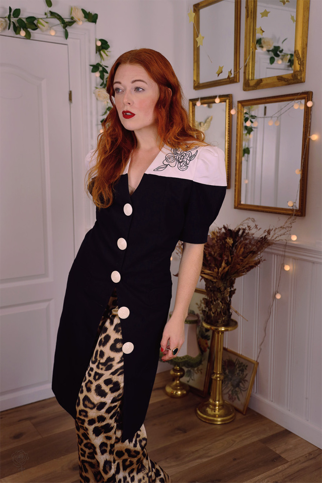 Black &amp; White Rose 80's Blazer | S