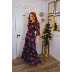 Black Pink Floral 70's Vintage Maxi | M