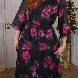 Black Pink Floral 70's Vintage Maxi | M