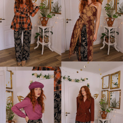 Brown Floral Black Trousers