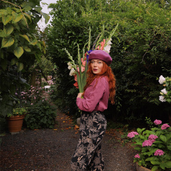 Brown Floral Black Trousers