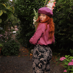 Brown Floral Black Trousers