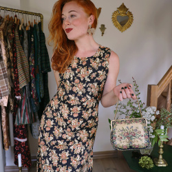 Black Brown Floral 90's Vintage Maxi | S