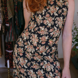 Black Brown Floral 90's Vintage Maxi | S