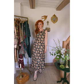 Black Brown Floral 90's Vintage Maxi | S