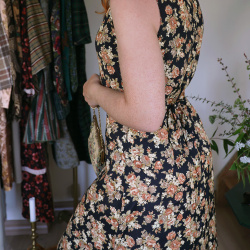 Black Brown Floral 90's Vintage Maxi | S
