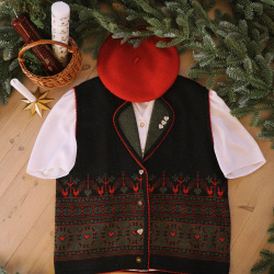 Black Red Pattern Vintage Waistcoat | L/XL