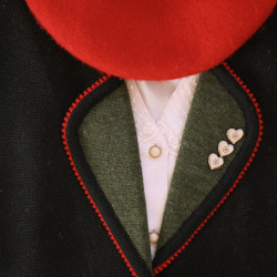 Black Red Pattern Vintage Waistcoat | L/XL