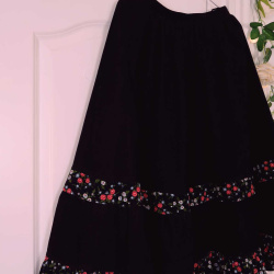 Black Corduroy Floral Skirt | XS/S
