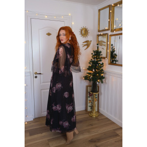 Dark Burgundy Roses 70's Maxi Dress | M/L