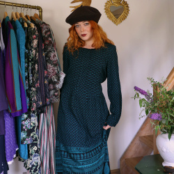 Black Emerald Green Pattern Vintage Maxi | M/L