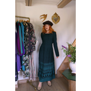 Black Emerald Green Pattern Vintage Maxi | M/L