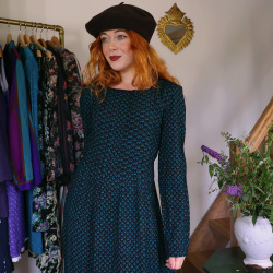 Black Emerald Green Pattern Vintage Maxi | M/L