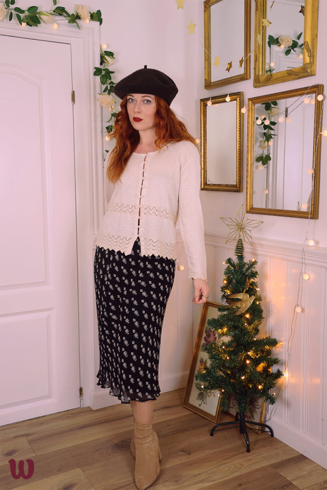 Black Fishbone Vintage Skirt | S